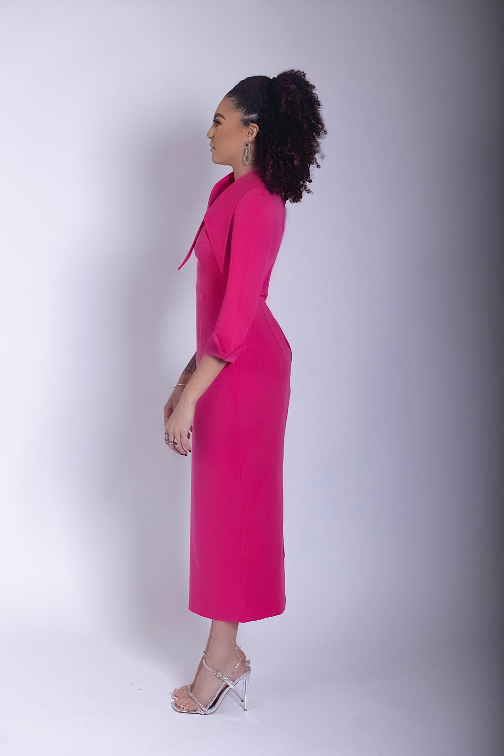 Crimson Collared Dress