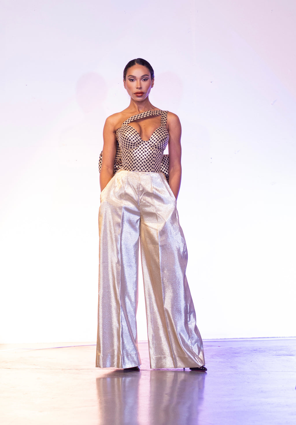 Frosted Polka Top and Gold Pants